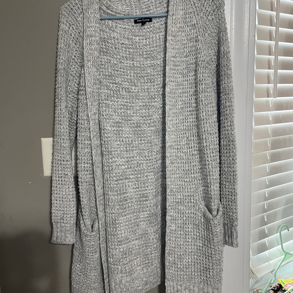 grey knit cardigan